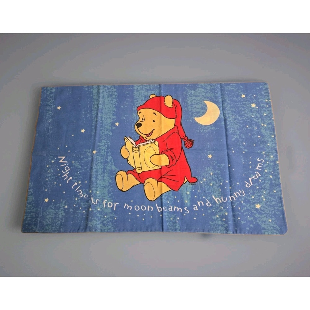 Vtg Disney Winnie Pooh Pillowcase Moon Beams and Honey Dreams 2 Sided Standard